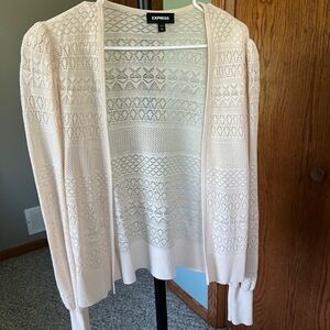 Express Women's Lace Knit Cardigan in Cream